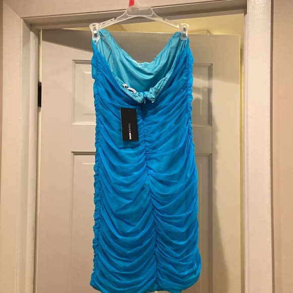 New w/tag Fashion Nova - Turquoise - mesh mini dress - Large - Picture 4 of 5